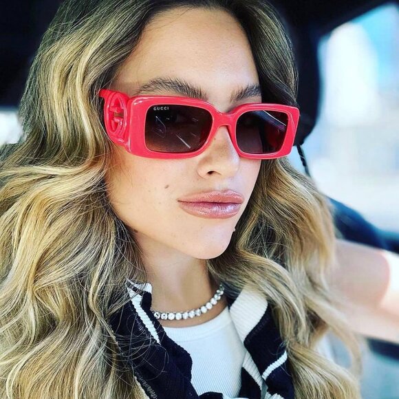 Gucci GG1325S 005 Rectangle Sunglasses - Red/Brown - Picture 11 of 12